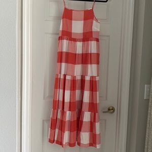 Lou & Grey for LOFT NEW orange and white gingham maxi dress